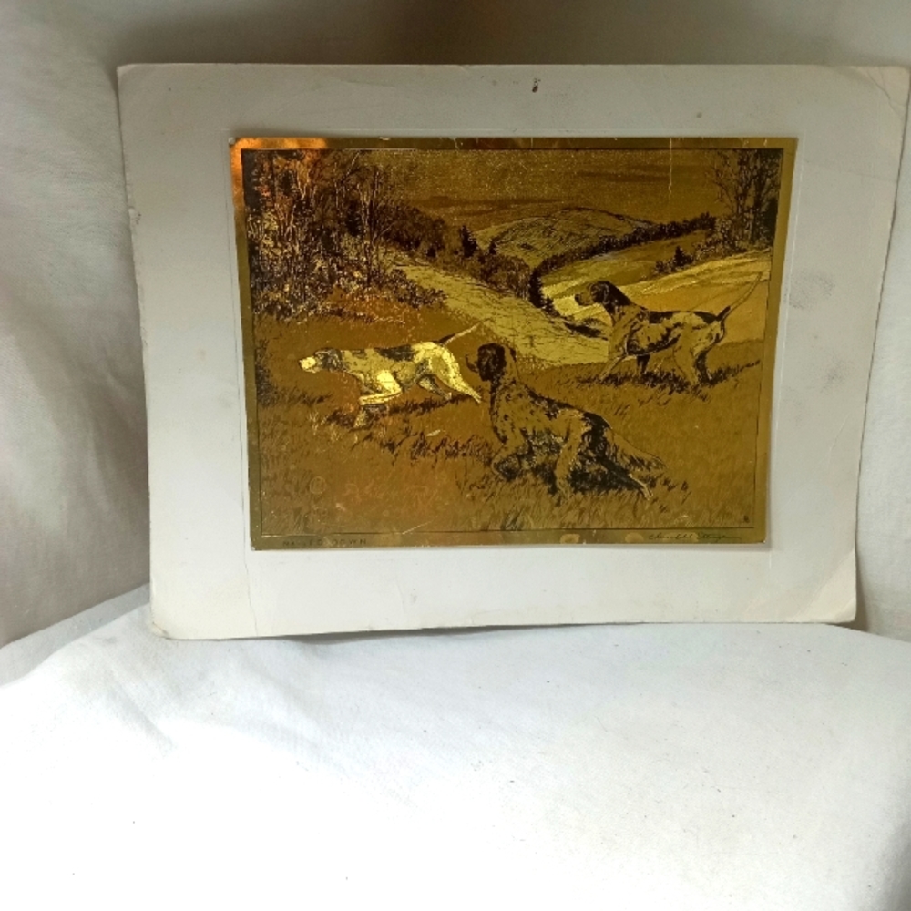 Churchill ettinger vintage (1903-1984) gold etching print. "Nailed down"…